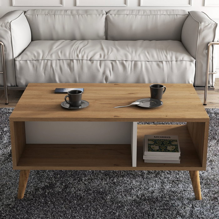 Hanah Home Mesa de Centro de 2 Niveles Roble y Blanco Hanah Home Mesa de Centro de 2 Niveles Roble y Blanco